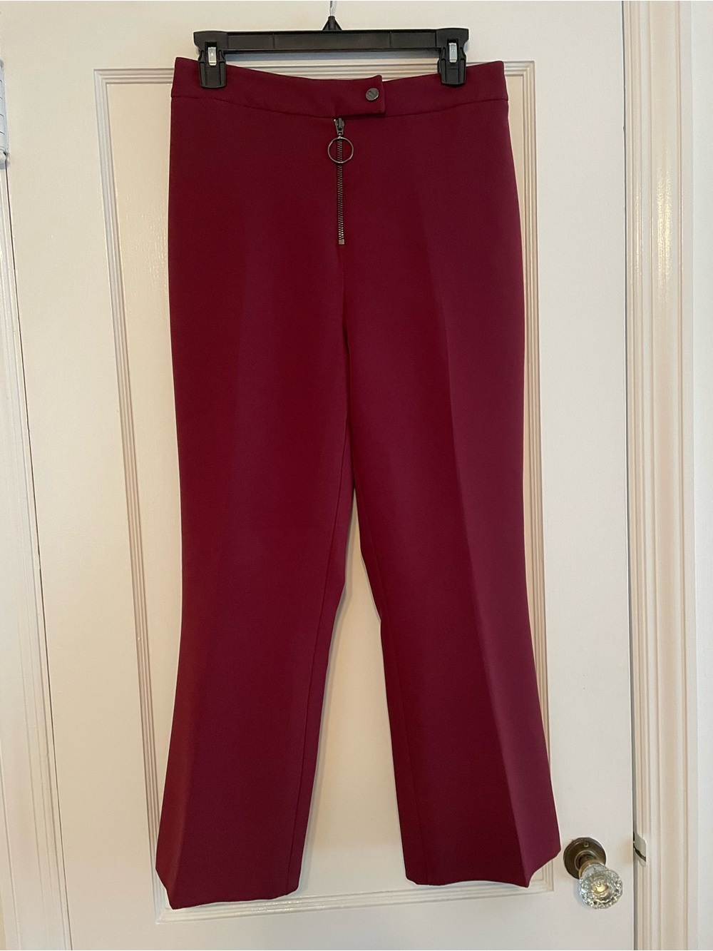 Topshop Wide Leg Crop Pants in Deep Wine